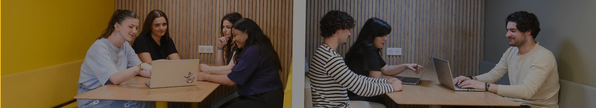 Groupes d'étudiants dans une écoles travaillent sur des projets de classe