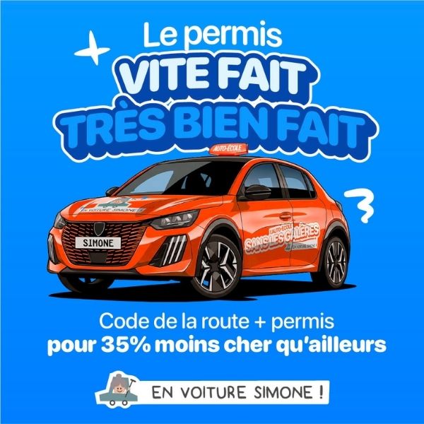 Le permis vite fait très bien fait, 35% moins cher grâce au partenariat de l'ESGCI avec En Voiture Simone